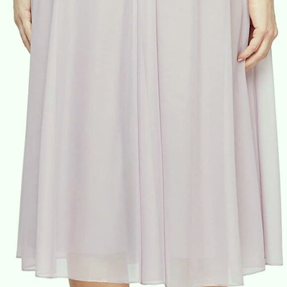 Alex Evenings Smokey Orchid Grey Illusion Sleeve Embroidered Midi Dress - Picture 4 of 4